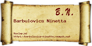 Barbulovics Ninetta névjegykártya